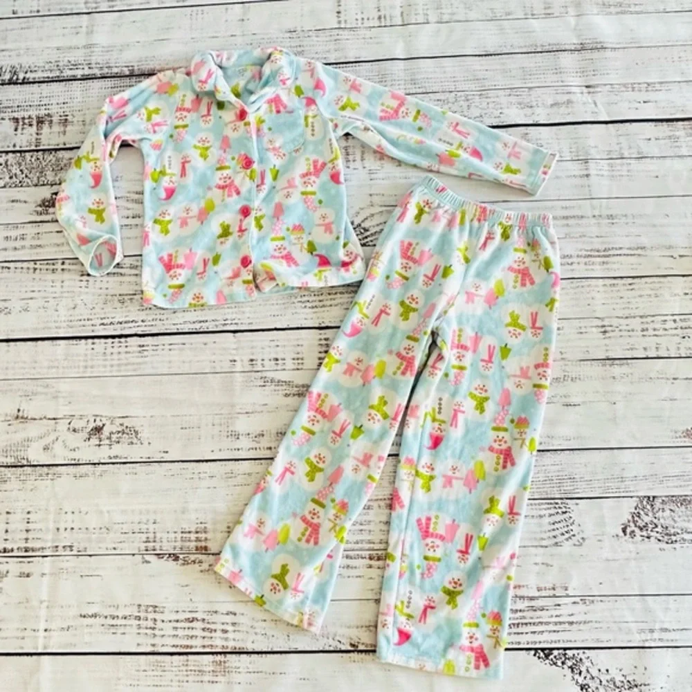 Girls snowman pajama set! Size 8